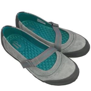 Clarks Collection Gray/Teal Mary Jane Shoes-Sz 7W